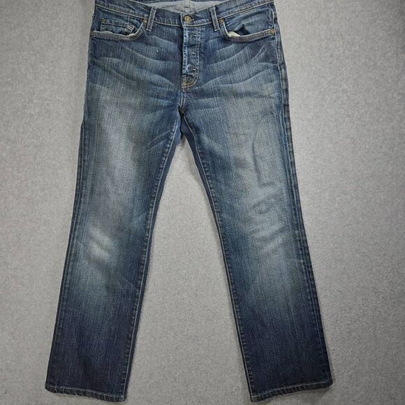 7 For All Man Kind Jeans Standard 32x28 Faded USA Made Straight Leg - Picture 1 of 11